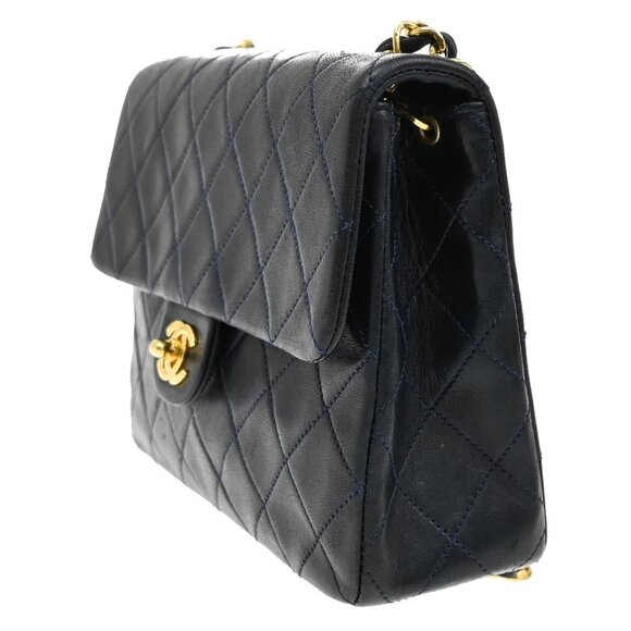 CHANEL CC Mini Matelasse Chain Shoulder Bag Leather Blue GHW Vintage - Picture 2 of 16